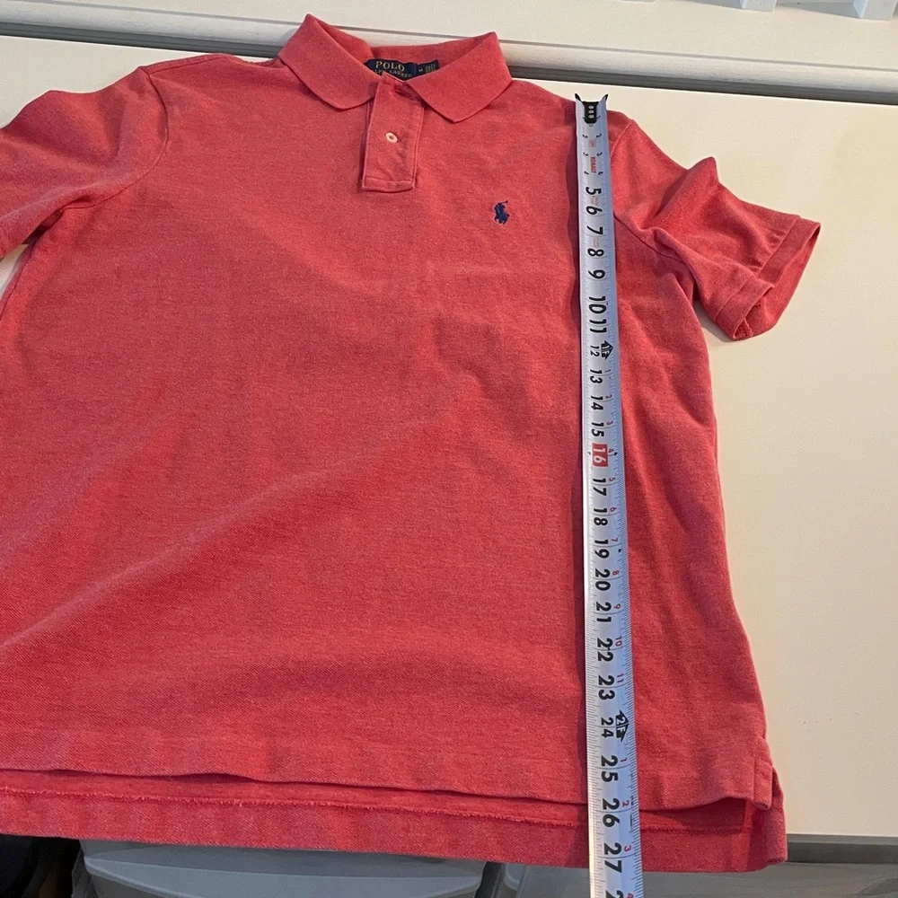 Polo Ralph Lauren Mesh Knit Short Sleeve Polo Top Red Coral with Blue Pony M